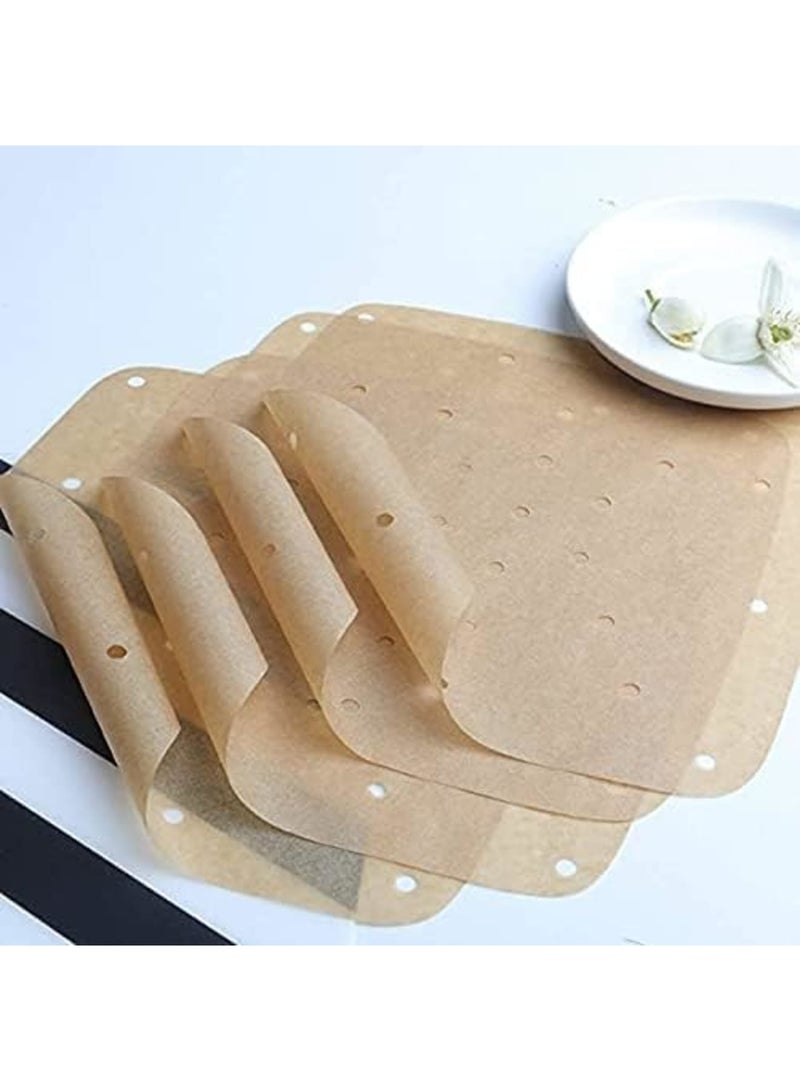 Luckam Air Fryer Parchment Paper 100 Pcs - 8.5 inch Unbleached Square Air Fryer Liners/Steaming Parchment Liner/Perforated Parchment for Air Fryer, Steaming Basket and More (100, Unbleached) - Image 4