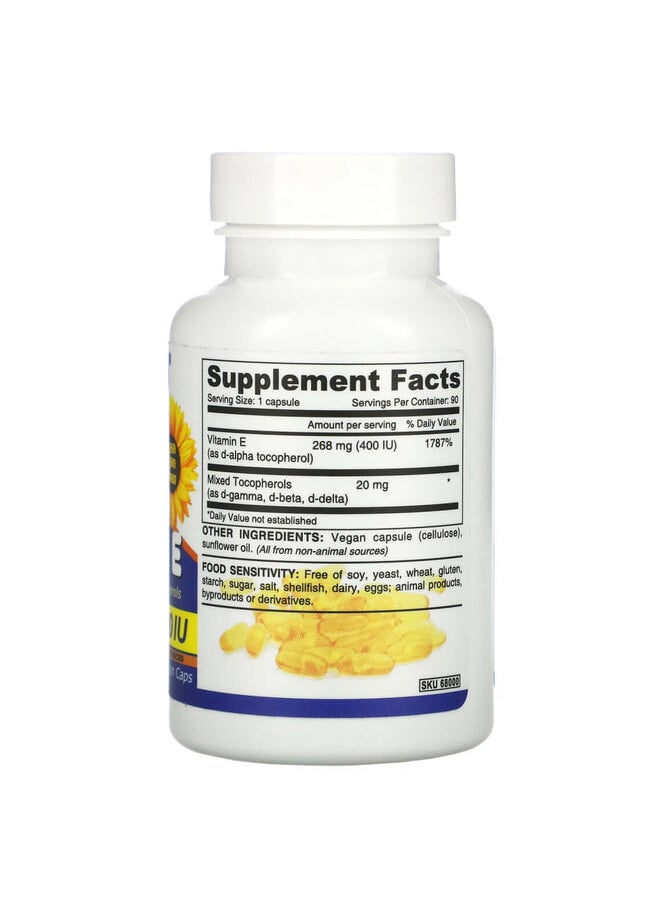 Deva Vegan Vitamin E with Mixed Tocopherols, 400 IU, 90 Vegan Caps  - Image 3