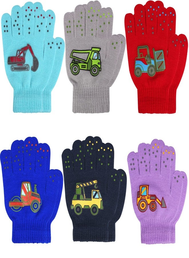 Hicdaw 6 Pairs Kid's Winter Gloves - Stretchy Warm Knit Gloves for Toddlers Boys or Girls - Image 1