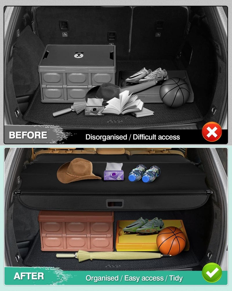 Powerty Retractable Cargo Cover for Jeep Cherokee 2019-2021 - Black Trunk Security Shade - Image 5