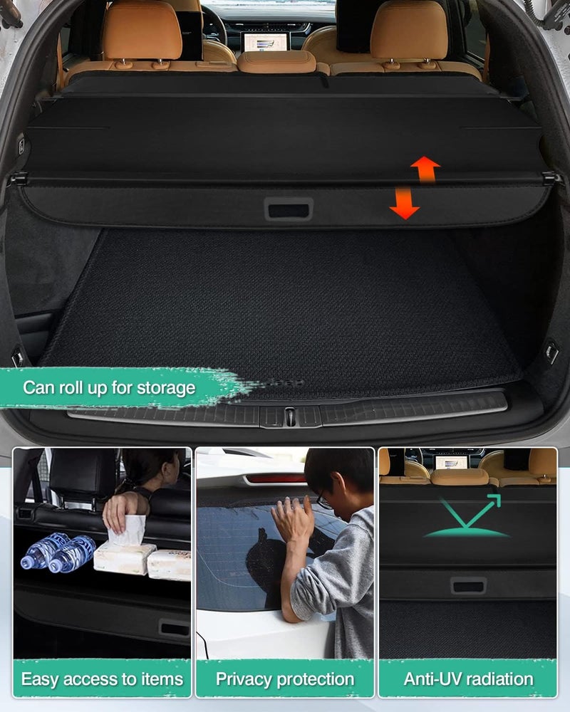 Powerty Retractable Cargo Cover for Jeep Cherokee 2019-2021 - Black Trunk Security Shade - Image 3