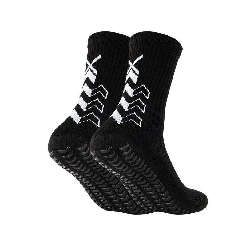 Generic Soccer Socks Thickened Towel Bottom Sports Socks Adult Arrow Dispensing Non-slip Breathable Running Socks Cross-border Direct Supply Black