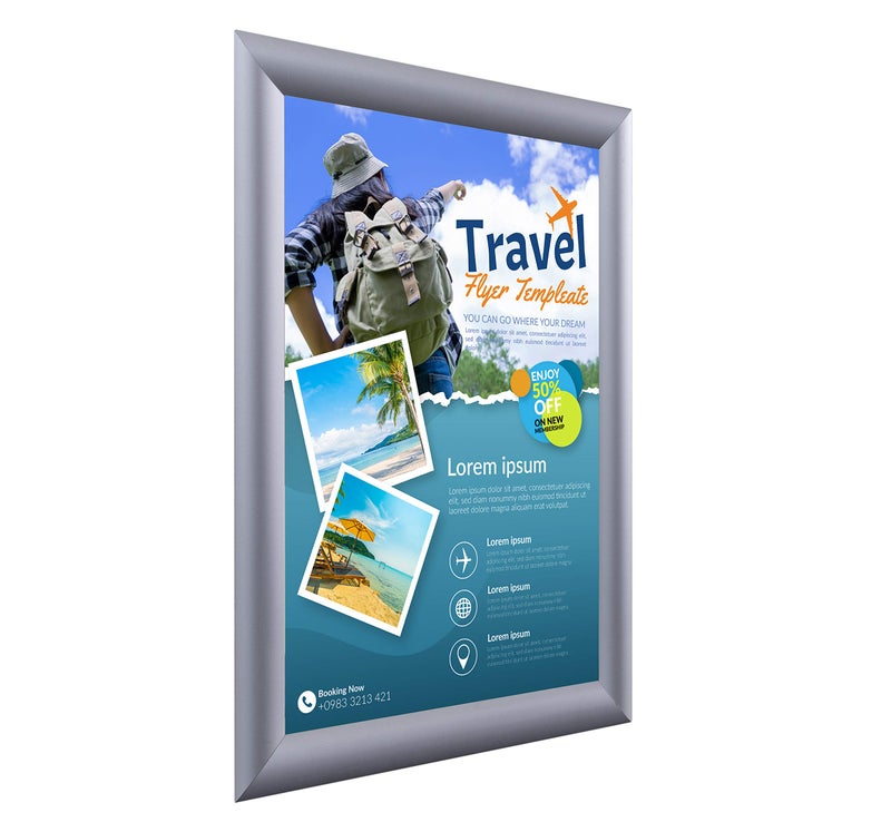 BNV Group BNV Aluminum Front Load Snap Poster/Picture Frame, Silver, 11x14 Inches, 1'' Profile, Wall Mounting, Portrait and Landscape Mode, Easy Installation, Anti-Glare, PVC Cover, Lightweight - Image 3
