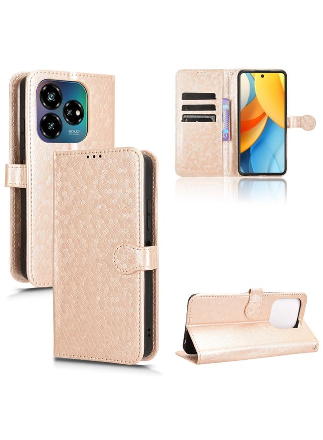 جراب هاتف جلدي بتصميم نقاط قرص العسل لهاتف ZTE nubia Blade V60 (ذهبي)
