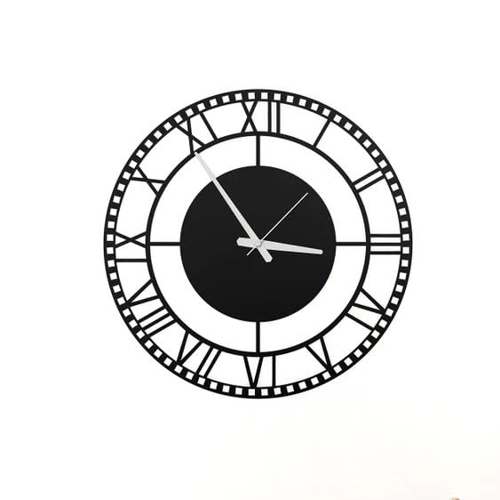 Reyox Metal Analog Wall Clock for Living Room Bedroom Wall Hanging Decor Metal SignHousewarming Gift AntiqueBig Size Black 40 CM DA26