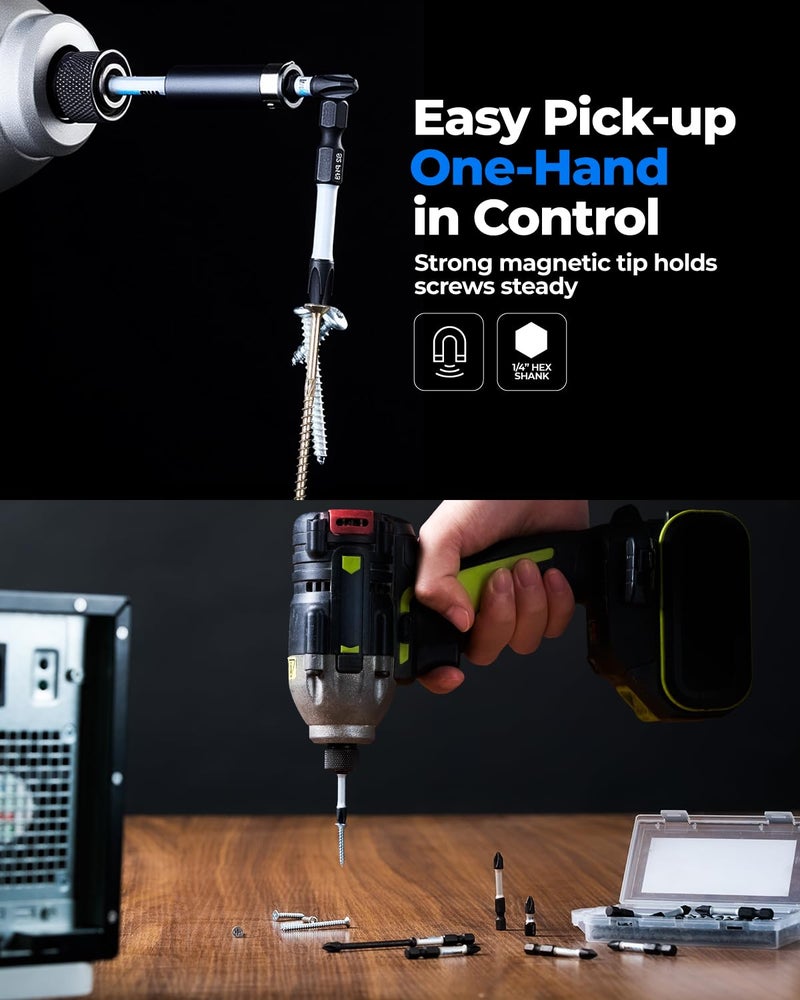 toolant Anti Slip Phillips Screwdriver Bits, #2 Magnetic Non Slip Impact Screwdriver Bits with CNC Machined Tips,11pcs Insert S2 Steel PH2 Driver Dit Set with Magnetic Bit Holder for Power Drill - Image 4