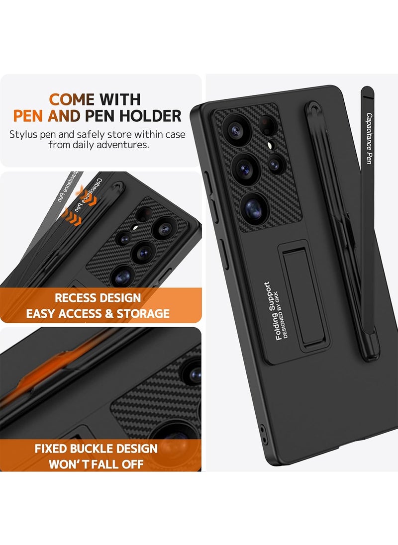 Aookay - for Samsung Galaxy S25 Ultra Case with Pen and Holder, Shockproof Slim Protective Stand Case for Galaxy S25 Ultra Phone Case with Pen Case for Samsung S25 Ultra Back Cover with Kickstand (Black) - Image 1