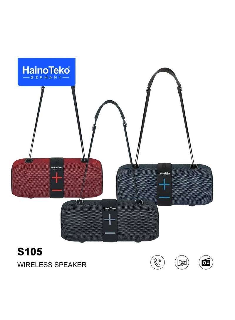 Haino Teko S105 Wireless Bluetooth Portable Speaker with Power Bank Function – Deep Bass, Long Battery Life, Compact Travel-Friendly Design for Music, Parties, Outdoor & Indoor Use – Red - Image 1