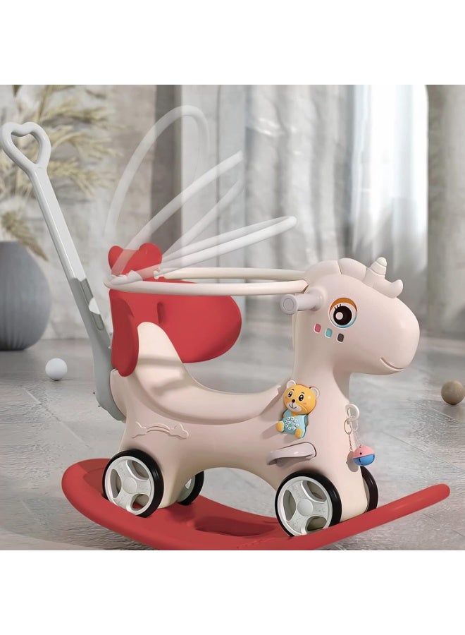 Multifunctional Rocking Horse Baby Stroller for Toddlers/Infants Early Education Toy Red with Barrier  - Image 2