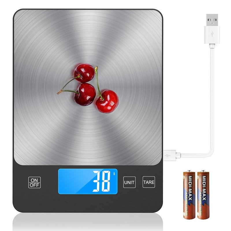 NASAGrade 33lb Digital Kitchen Scale Precisely Measures Grams and Ounces for Baking and Cooking304 Stainless Steel