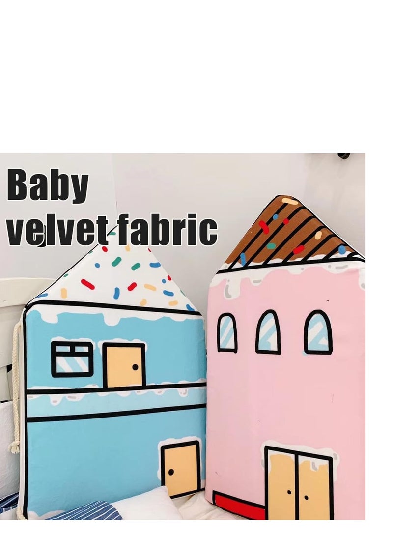 Y&D Ultra-Soft Baby Velvet Anti-Collision Little House Bed Bumper - Soft Padding Cartoon Bed Rail for Crib & Kids' Room Decoration - Image 3