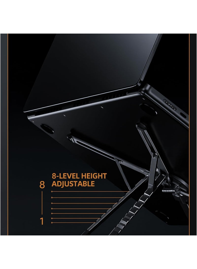 Magnetic Laptop & Mobile Stand – Foldable Adjustable Aluminium Alloy Desk Holder with Strong Suction Grip | Portable Multi-Angle Phone, Tablet & Laptop Stand - Image 4