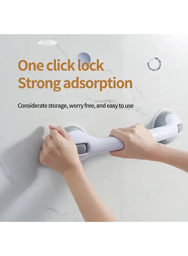 Grey Heavy Duty Suction Cup Bathroom Grab Bars No Drill Installation For Shower Safety - Image 2
