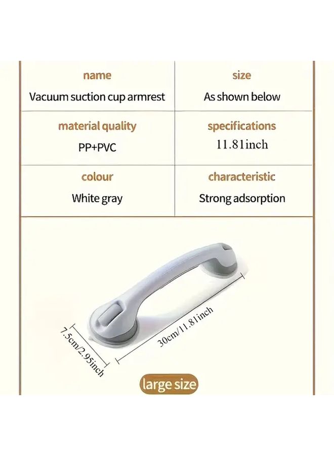Grey Heavy Duty Suction Cup Bathroom Grab Bars No Drill Installation For Shower Safety - Image 4