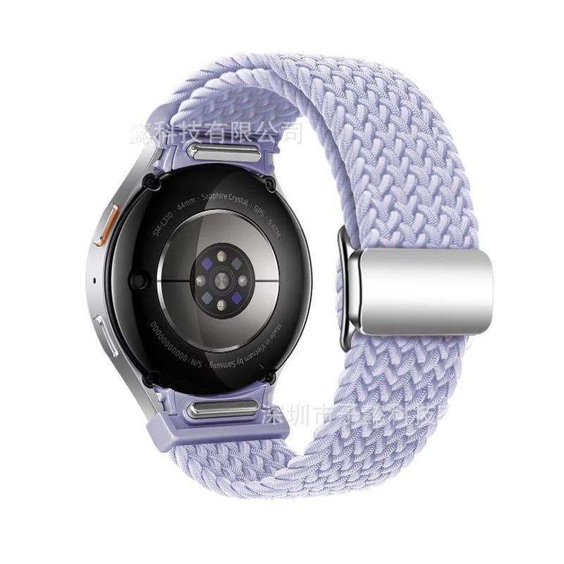 سوار ساعة ذكية سوار نايلون حلقي متوافق مع Samsung Galaxy Watch 7 بملاءمة قابلة للتعديل وحزام بديل باللون بنفسجي قابل للتعديل - Image 1