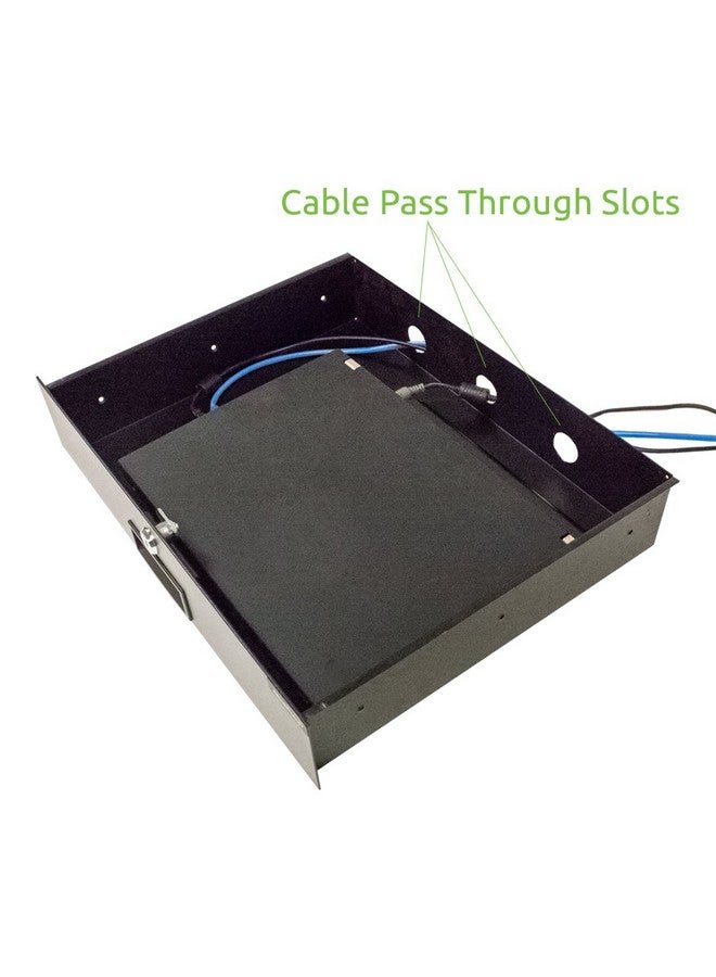 NavePoint Navepoint Rack Mount Drawer for 19-Inch Server Cabinet Case Or DJ with Lock and Key 1U Black  - Image 2