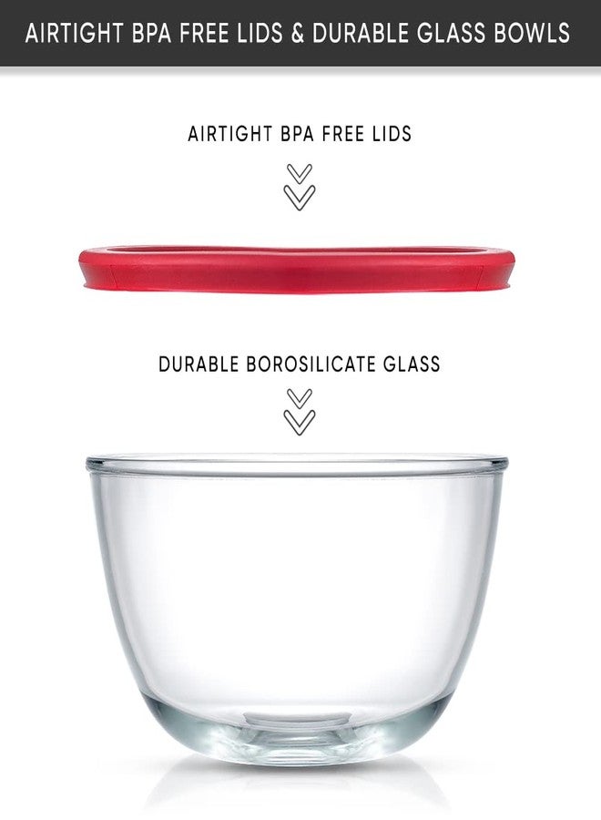 JoyJolt Kitchen Large Mixing Bowl Set - 8pc Glass with Lids Set - Neat Nesting/Batter Bowl - Cooking Bowls - Storage Bowls with Lids and Big Salad Bowl with BPA-Free Lids - Image 3