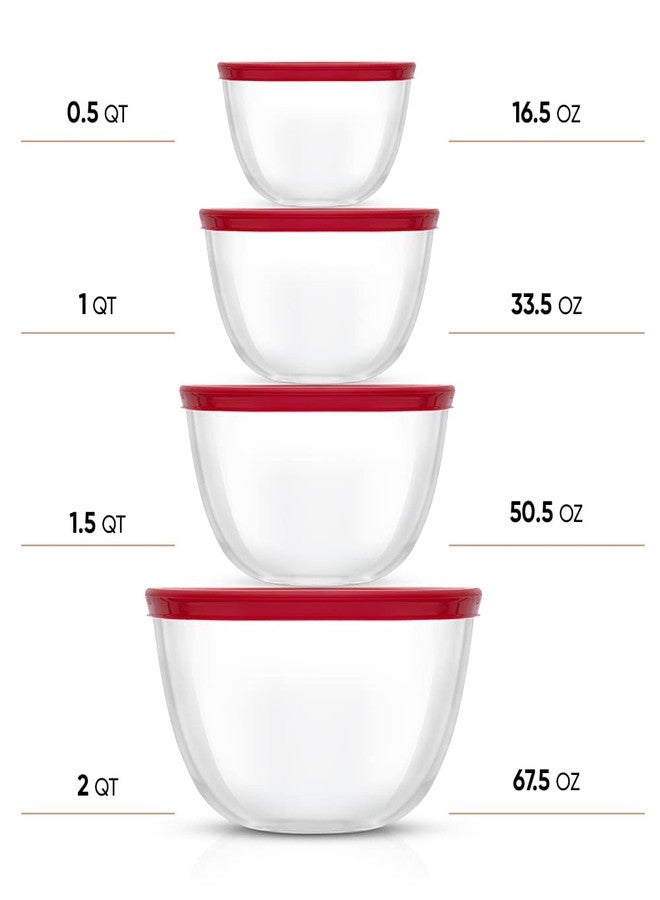 JoyJolt Kitchen Large Mixing Bowl Set - 8pc Glass with Lids Set - Neat Nesting/Batter Bowl - Cooking Bowls - Storage Bowls with Lids and Big Salad Bowl with BPA-Free Lids - Image 2
