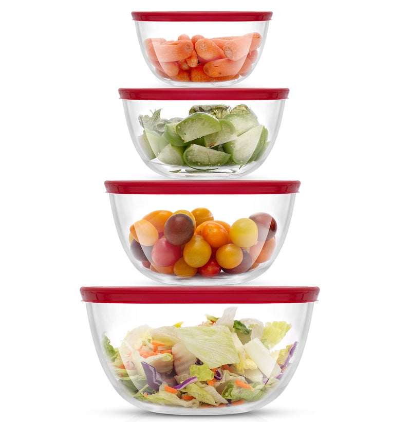 JoyJolt Kitchen Large Mixing Bowl Set - 8pc Glass with Lids Set - Neat Nesting/Batter Bowl - Cooking Bowls - Storage Bowls with Lids and Big Salad Bowl with BPA-Free Lids - Image 1