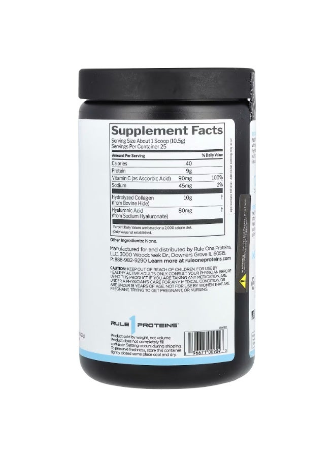 Rule 1 Proteins Rule One Proteins, Collagen Peptides + Vitamin C and Hyaluronic Acid, Unflavored, 9.26 oz (262.5 g) - Image 2