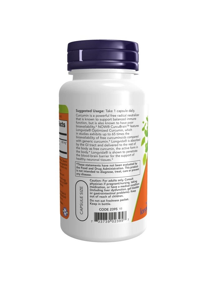 Supplements Curcubrain™ 400 Mg With Longvida Optimized Curcumin 50 Veg Capsules