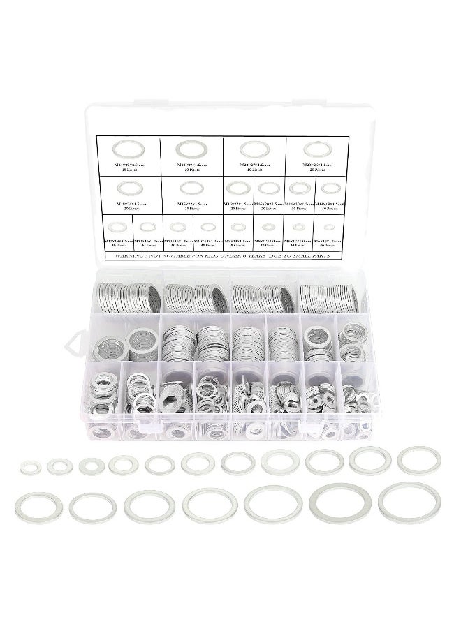 Generic 560 Pcs 18 Sizes Automotive Drain Plug Gaskets, Oil Crush Washers, Aluminum Flat Washers Assortment Kit (M6 M8 M10 M12 M14 M16 M18 M20 M22 M24)  - Image 1