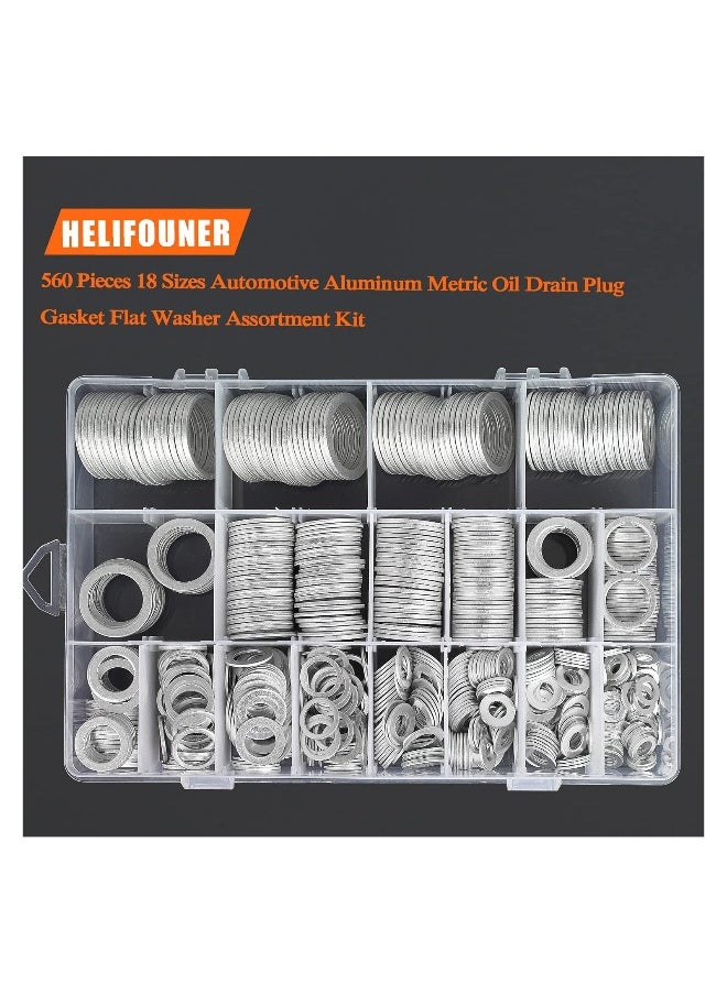 Generic 560 Pcs 18 Sizes Automotive Drain Plug Gaskets, Oil Crush Washers, Aluminum Flat Washers Assortment Kit (M6 M8 M10 M12 M14 M16 M18 M20 M22 M24)  - Image 4