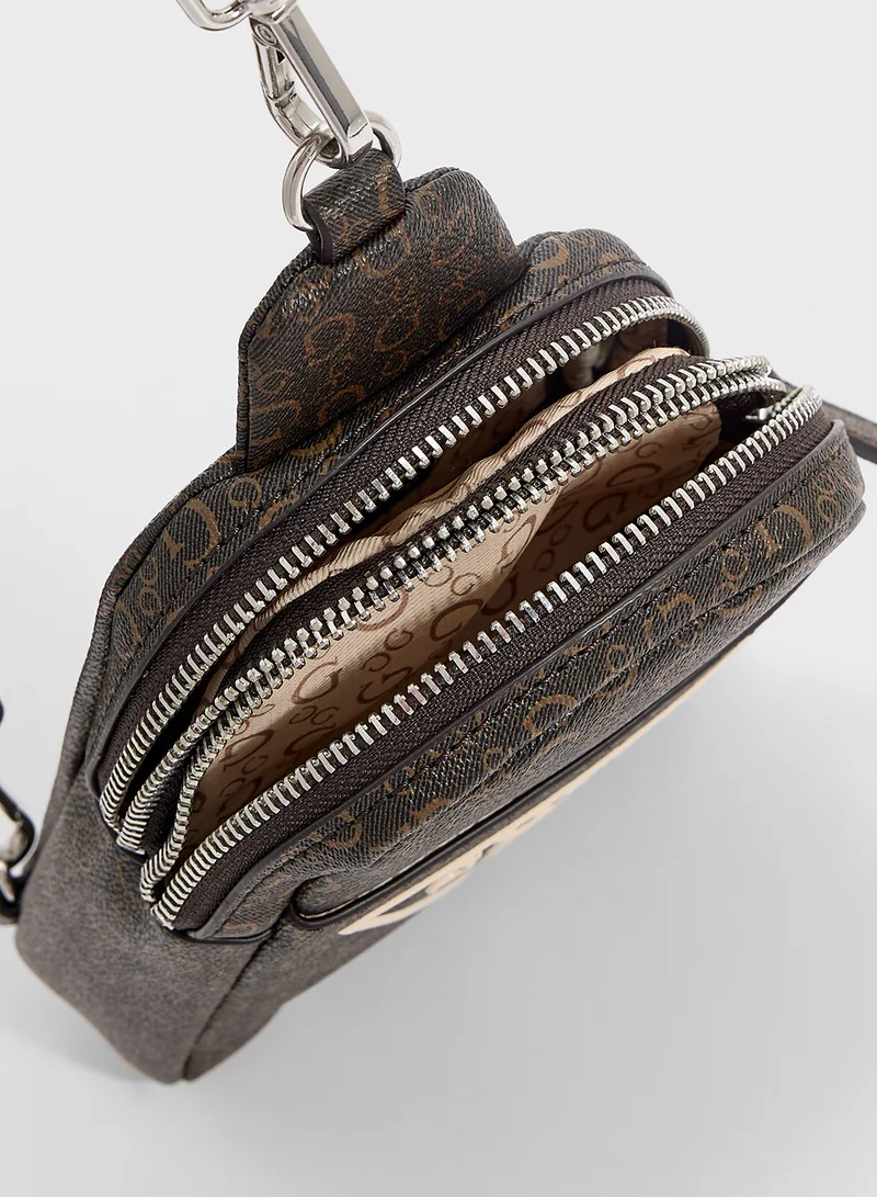 GUESS Farah Mini Dbl Zip Sling Bag
