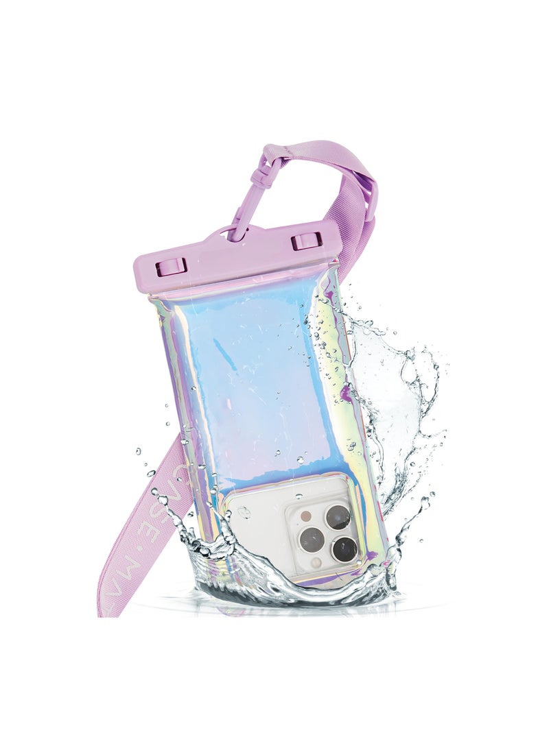SYOSI Waterproof Phone Pouch/Case Colorful,  Phone Case Dry Bag, Travel Beach Cruise Ship Essentials [Fits up to 6.8 Inch Phones] - with Crossbody Lanyard for iPhone 15 Pro Max/ 14 Pro Max/ S24 - Iridescent  - Image 1