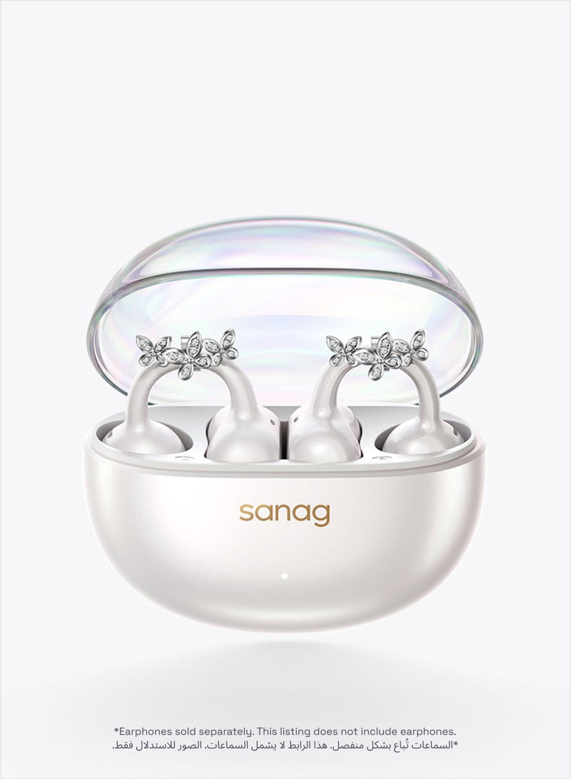 ساناج إكسسوار قرط من SANAG x VUVE لسماعات S6S Nova المفتوحة، حلية مجوهرات من سبيكة النحاس المطلية بلون فضي مرصعة بأحجار الزركون، زينة قابلة للارتداء (السماعات غير مرفقة) - بريق الفراشة - Image 4