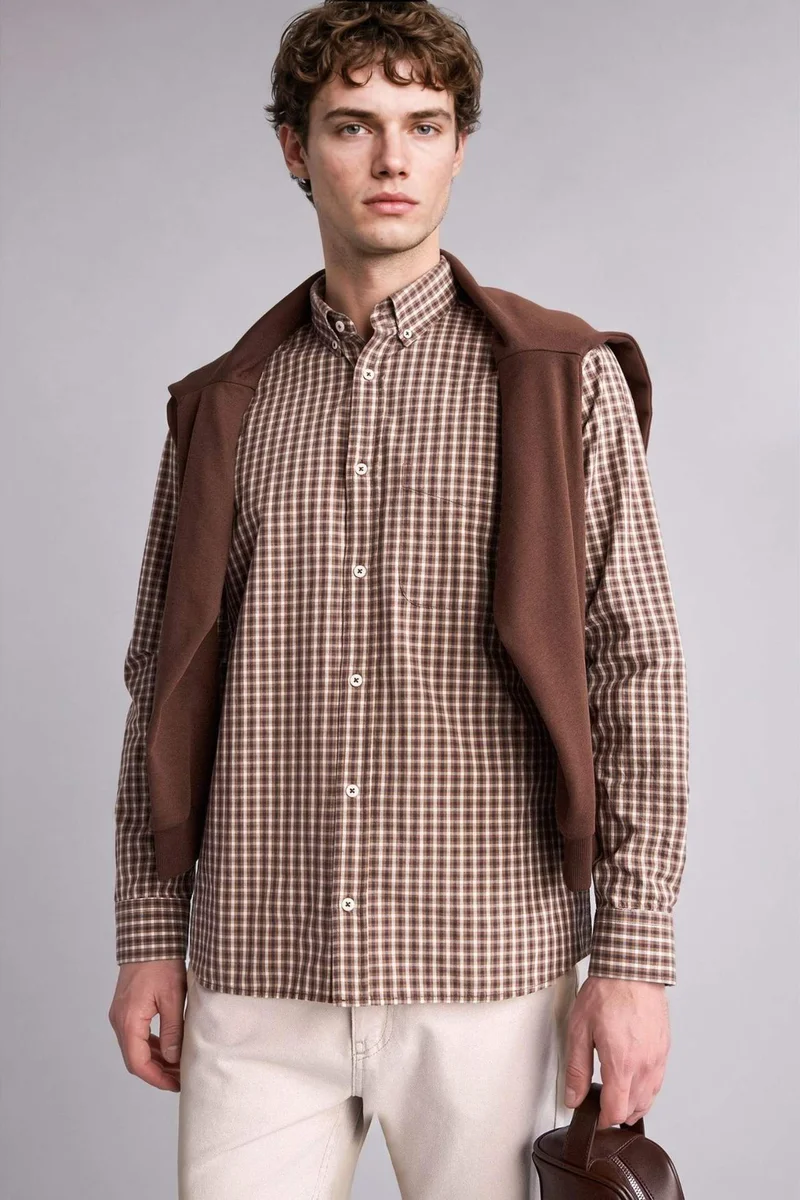 DeFacto Regular Fit Polo Collar Cotton Shirt