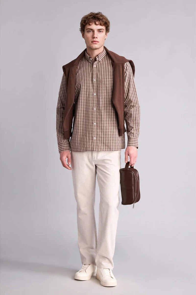 DeFacto Regular Fit Polo Collar Cotton Shirt