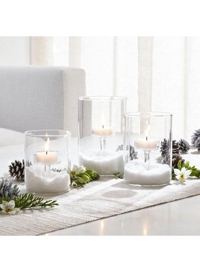 LAMAY 3pcs Hurricane Candle Holders for Pillar Hand Blown Glass Cylinder Vases Table Decoration Centerpiece Floral Room Decor Clear Seeded Bubbles Living Dining Kitchen Island - Image 2