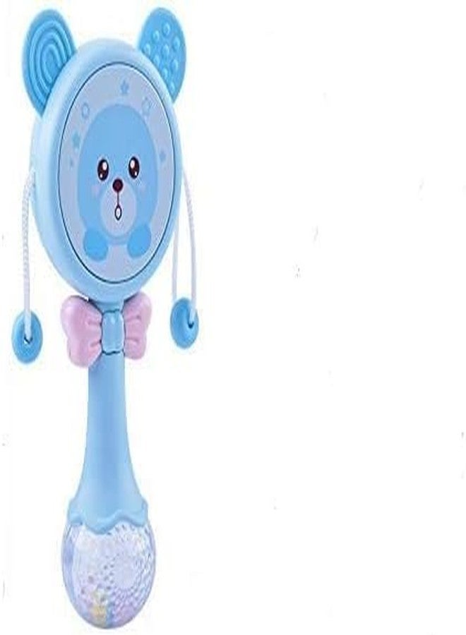 BABIES BLOOM Blue Cartoon Pellet Drum Shaking Rattle Hand Bell Music Light Rhythm Teether Baby Musical Rattle Toys Teether (0-3 Year) - Image 5