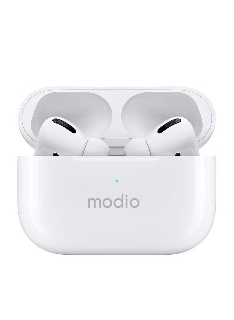 modio - ME8 Wireless Earphones – True Wireless Stereo (TWS) Bluetooth 5.3 Headset with Noise Isolation, Touch Controls, Charging Case & Built-In Mic – Lightweight Earbuds for Android, iOS & Tablets – HD Sound & Stable Connectivity – Includes Free Carry Case - Image 1