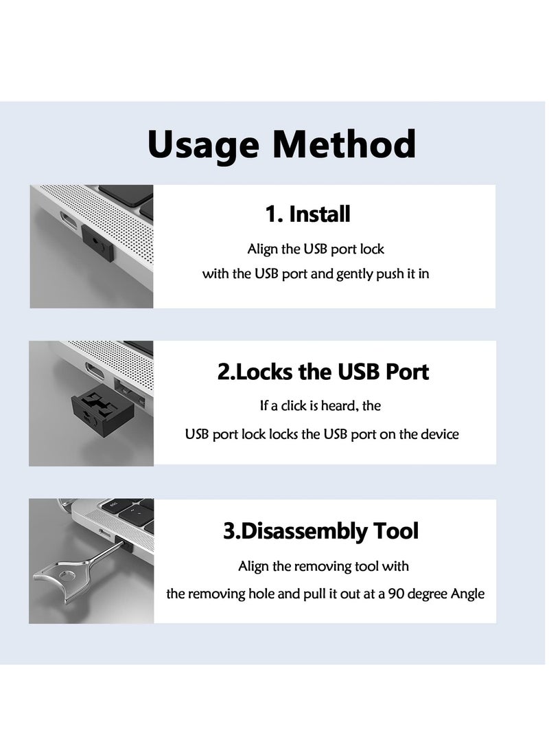 SYOSI 10 Pcs USB-A Port Blocker with Key, Locking Dust Cap Female Port Plug Protector, Compatible with USB A Ports, Computers, TVs, Routers, Green  - Image 5