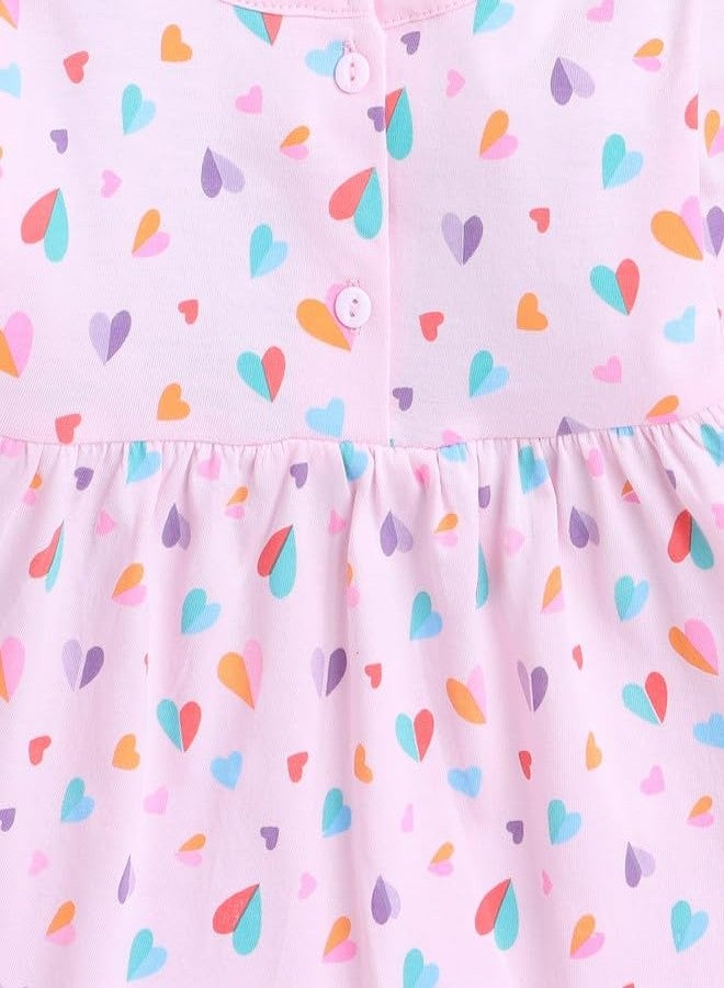 BUMZEE Pink Girls Full Sleeves Cotton Knee Length Casual Frock Age - 18-24 Months (Peb9561E-pnk) - Image 3