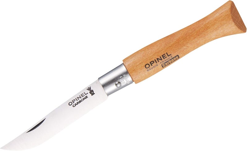 Opinel No. 02 Carbone - Carbon Steel Folding Pocket Knife, Beechwood Handle, Iconic Simple Design, Non-Locking, Made in France since 1890 - Image 3