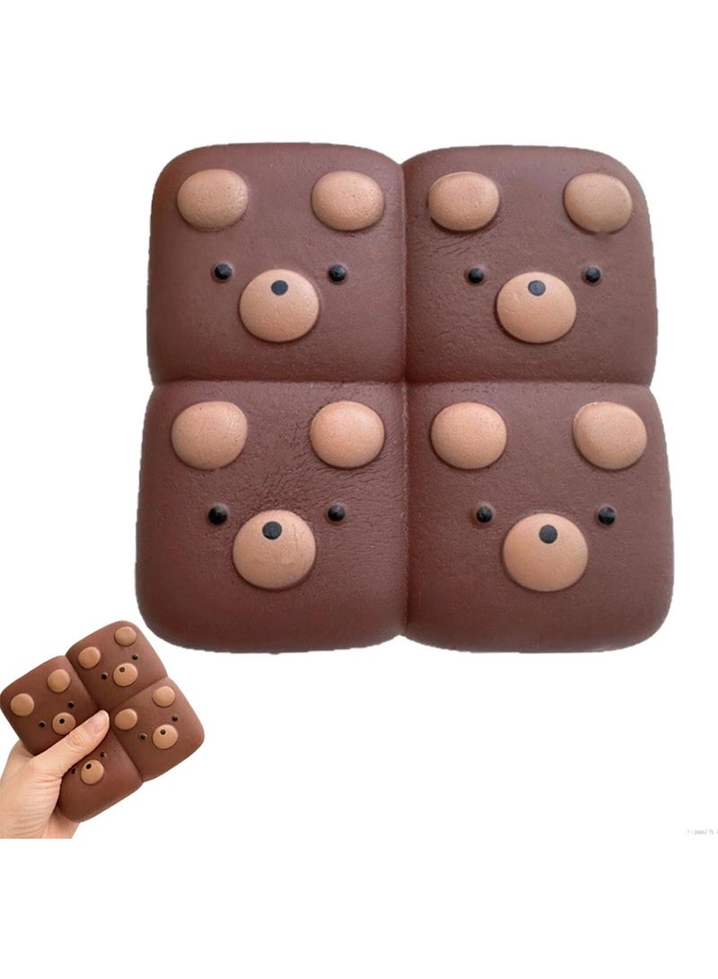Meetion Bread Butter Squishy, Slow Rising Squeeze Toy for Kids Adult, 4.3inch Squeeze Bread Chocolate Bear Toy, PU Material Stress Relief & Fidget Toy for Office or Party Favor (Bread-Bear) - Image 1