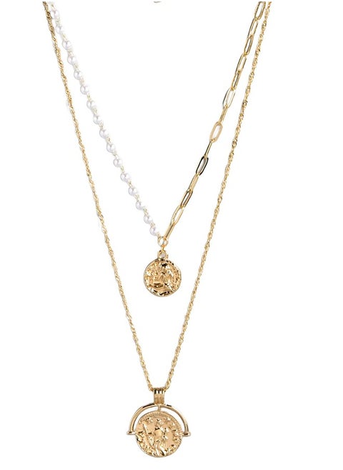 Just Peachy Gold-Plated Layered Beaded Necklace by Just Peachy – Elegant Multi-Layer Design – High-Quality Durable Finish – Adjustable Length – Perfect for Everyday Wear & Special Occasions