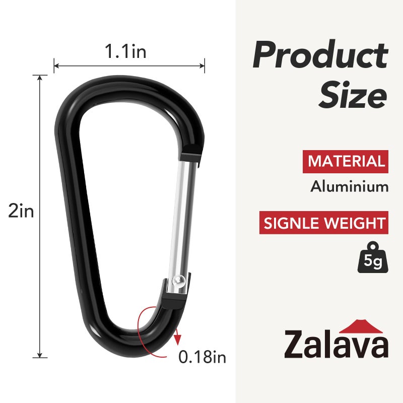 Zalava Aluminum Carabiner Clip D Ring, 24PC Keychain Clips Spring Snap Hook,Small Carabiners Set for Outdoor Camping Fishing Hiking Car Keychain - Image 2