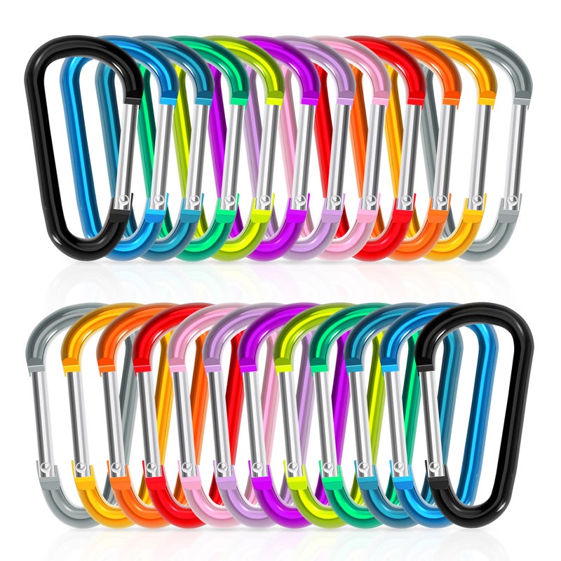 Zalava Aluminum Carabiner Clip D Ring, 24PC Keychain Clips Spring Snap Hook,Small Carabiners Set for Outdoor Camping Fishing Hiking Car Keychain - Image 1