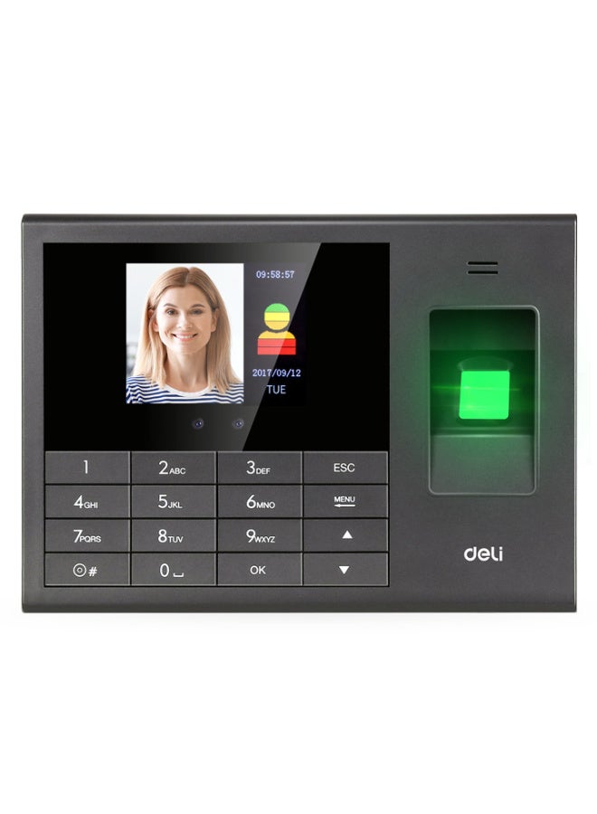Deli E3765 Face & Fingerprint Attendance Machine - 2.4" Screen Time Clock, 200 Face & 1000 Fingerprint Capacity, Auto Report Generation & Real Voice Feedback for Office Access Control - Image 1
