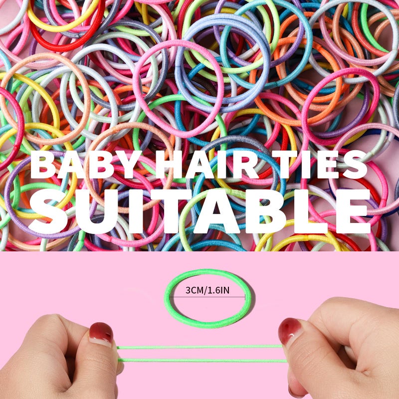 YGDZ Toddler Hair Accessories: 312 Elastic Hair Ties in 24 Colors, Small 3cm No Crease Ponytail Holders for Girls - Image 4
