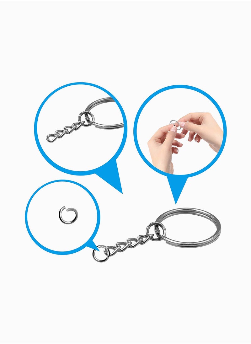 SYOSI - Keychain Ring, Key Ring with Chain and Jump Rings 1 Inch Small Size Metal Steel Split Key Rings Keychain Parts with Open Jump Ring Connector for Home and Crafts, 90 Pack - Image 1