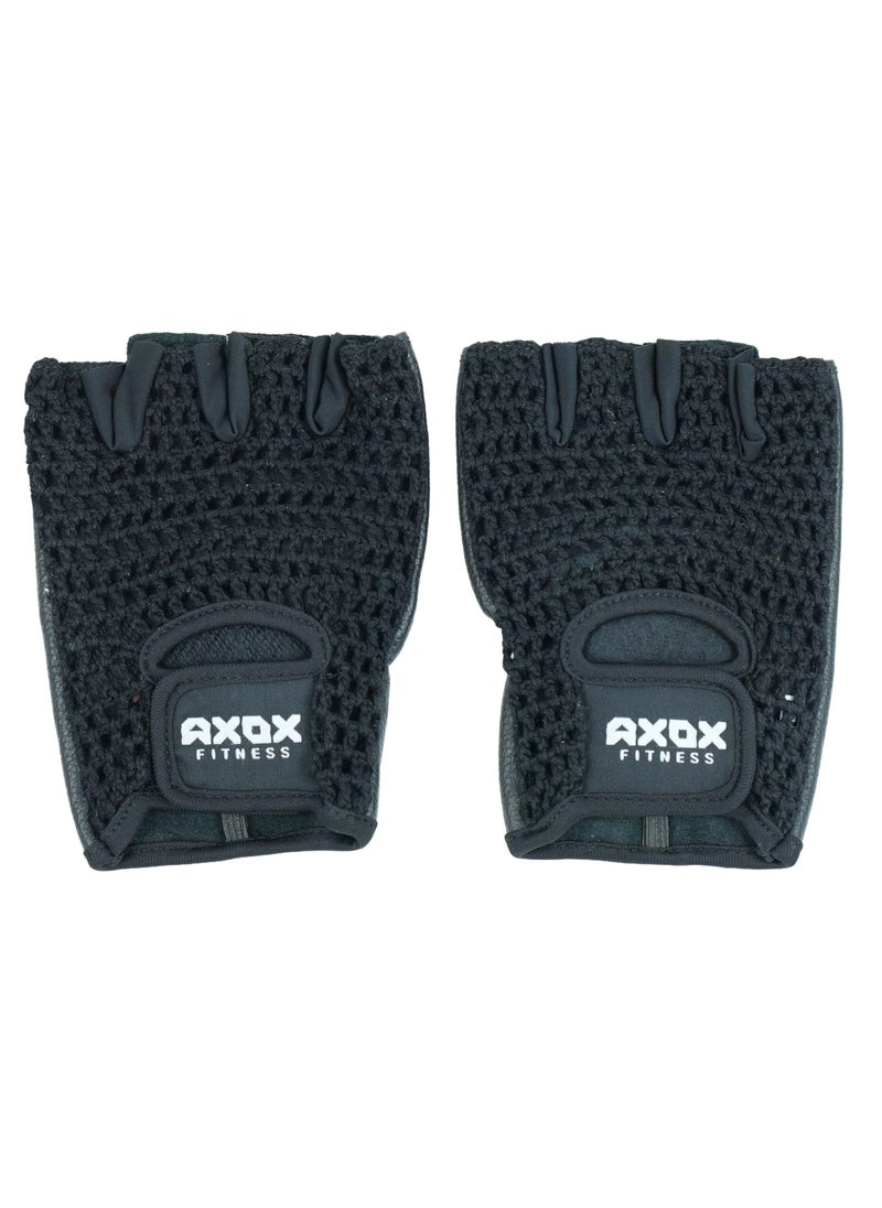 AXOX Fitness Leather Fitness Gloves | Black Large  - Image 1