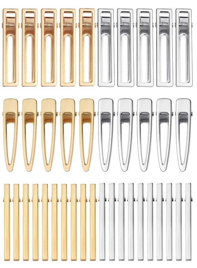 Bskifnn 60PCS Hair Clips for Silicone Resin Molds, DIY Hair Bow Clips Pearl Hairpin Hair Accessories for Girls and Women (Mix Silver-Golden) - Image 1
