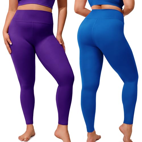 VALANDY Creamlush 3 Pack Plus Size Leggings for WomenHigh Waisted Soft Stretchy Yoga PantsL5XL - Image 3