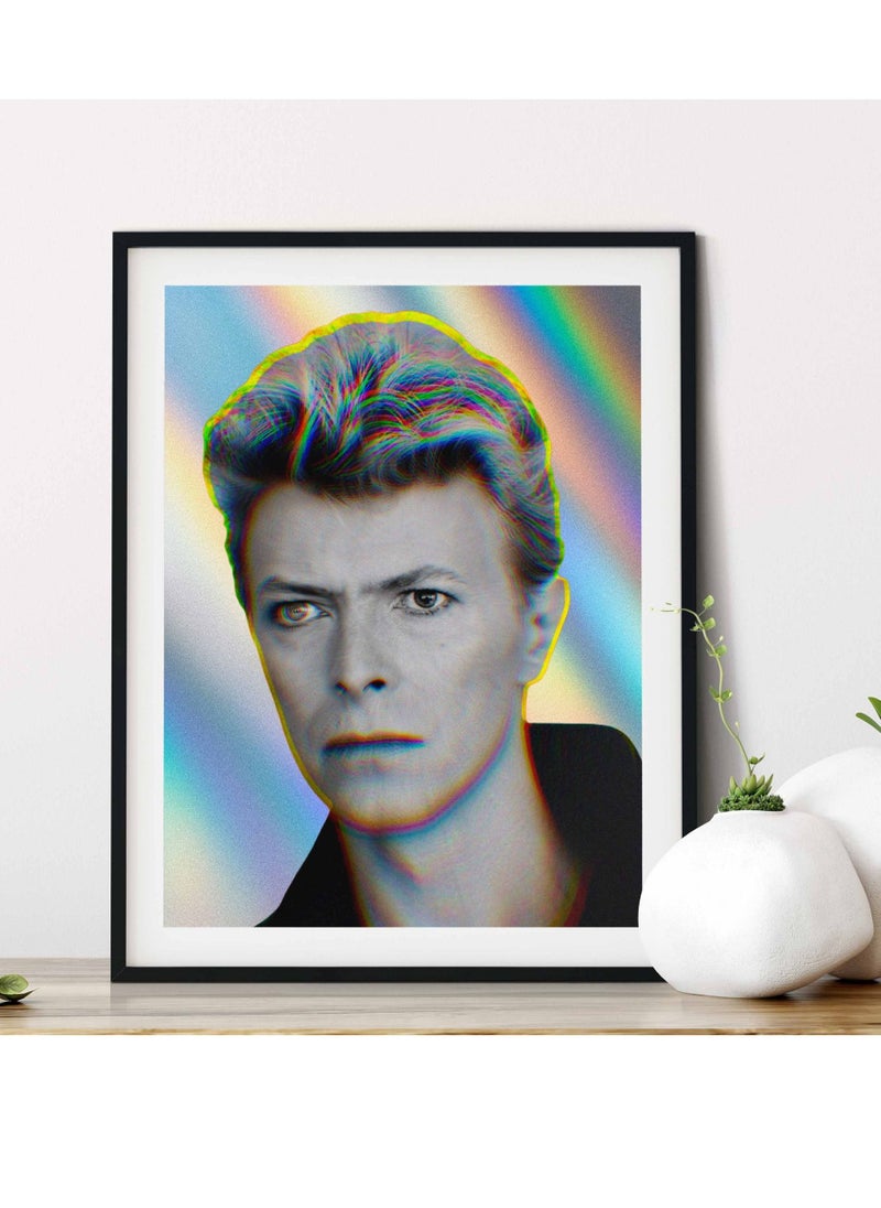 Boomah Accessories - David Bowie Holographic Vintage Style Abstract Art Poster with Frame 50x40cm - Image 1