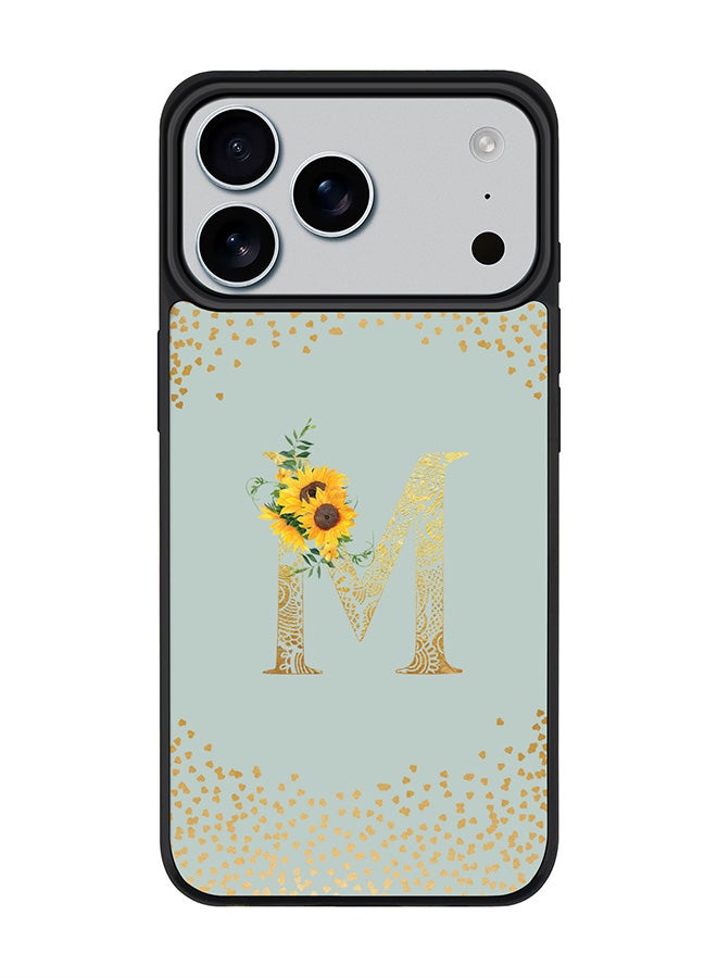 Stylizedd iPhone 17 Pro Max Case, [Compatible with MagSafe] Slim Magnetic cover Phone Case iPhone 17 Pro Max -Custom Floral Monogram - M  (Light Grey ) - Image 1